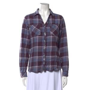 COLUMBIA Purple Plaid Print Flannel Long Sleeve Button-Up Top Shirt Size Medium